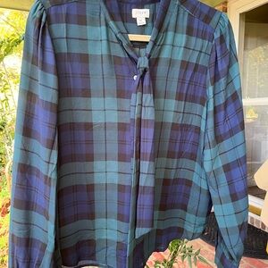 J.Crew Blue and Green Checkered Shirt